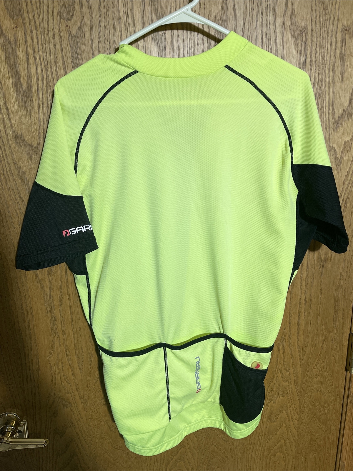Louis Garneau Men’s Cycling Jersey Shirt Full Zip Up Short Sleeve Neon 22” Chest