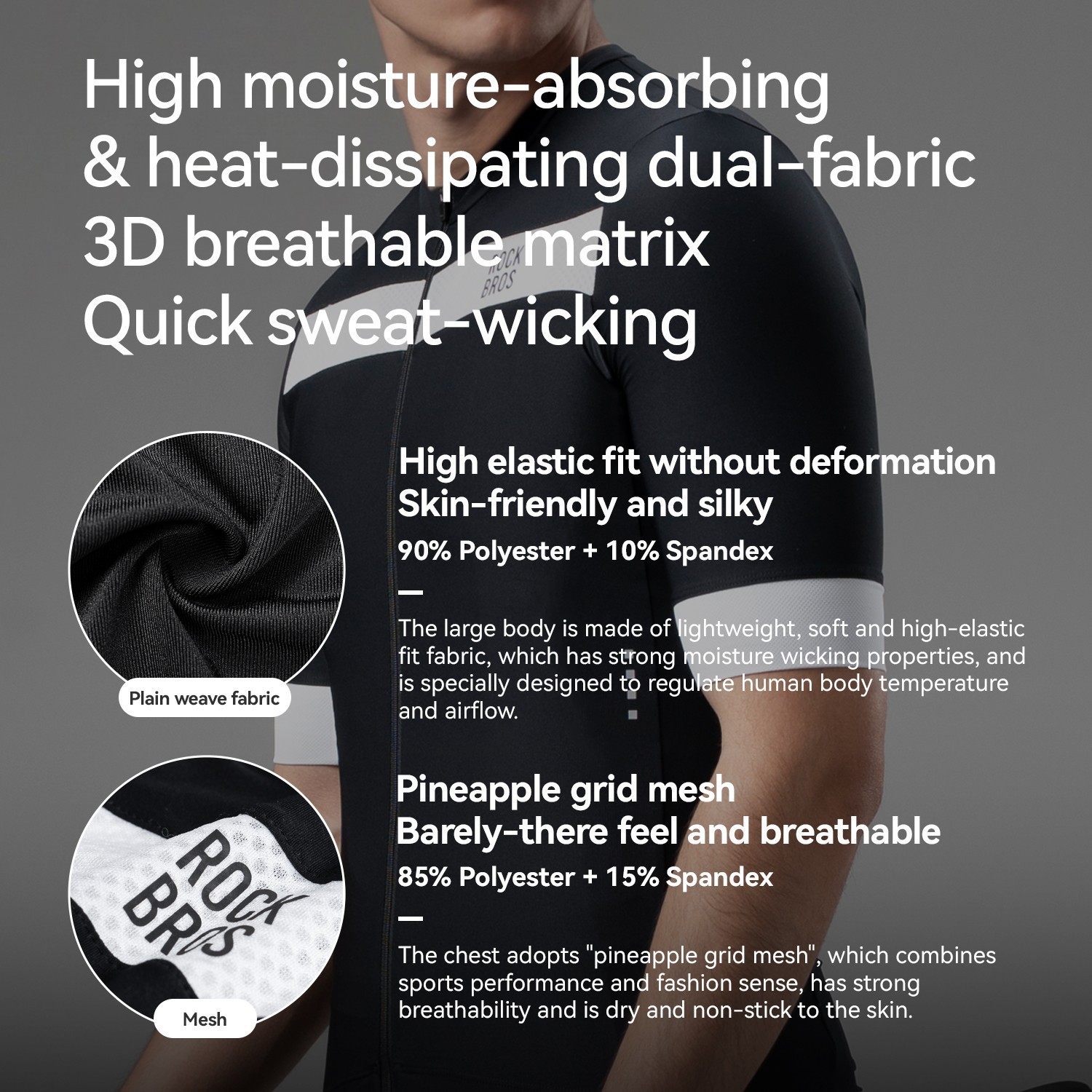 ROCKBROS Summer Men’s Short-Sleeve Breathable Moisture-Wicking Cycling Jersey