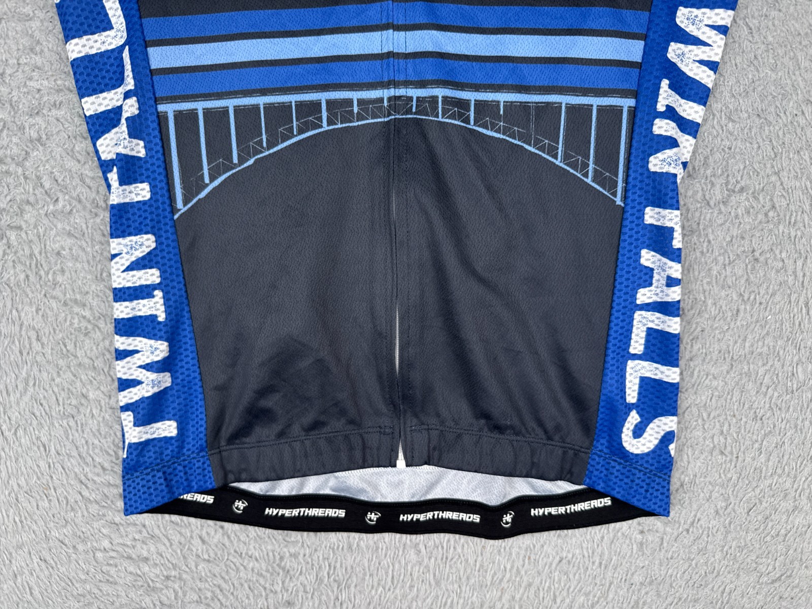 Hyperthreads Cycling Jersey Youth Boys Large Black Blue Twill Falls MTB Team