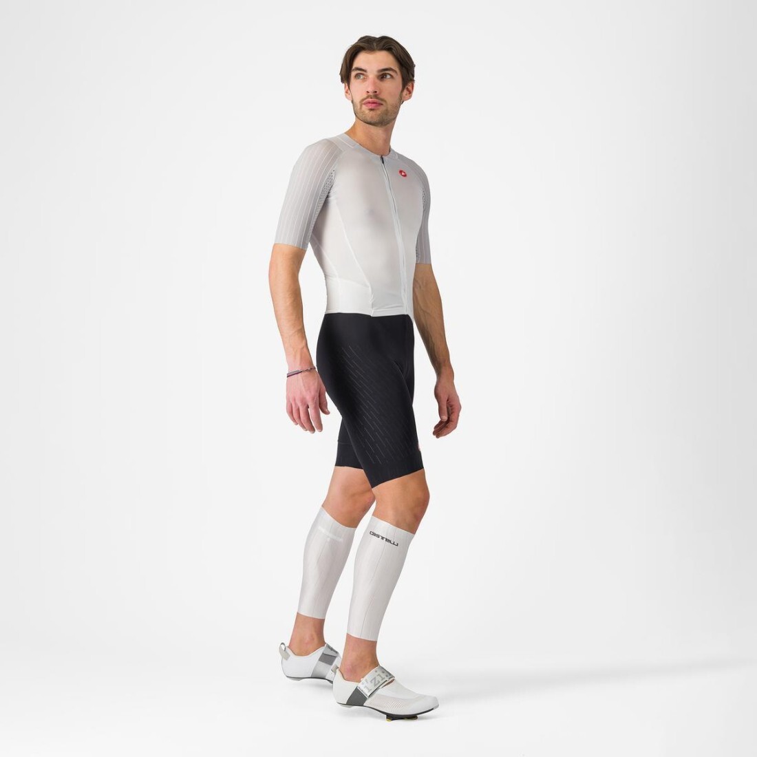 TRIATHLON SHORT SLEEVE SUIT BRAND: CASTELLI FREE SANREMO 3 SUIT WHITE / BLACK