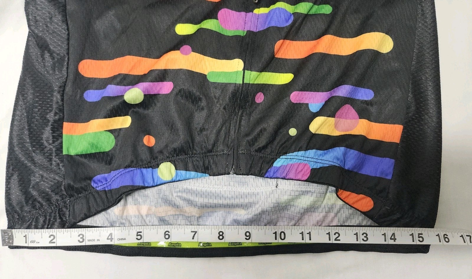 Aogda Colorful Full-Zip Cycling Shirt Jersey Sz L Mesh Sides 3 Pouches In Back