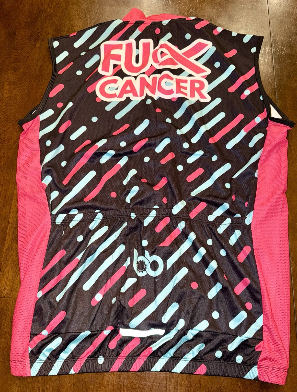 Bicycle Booth FU Cancer V2 Club Jersey Sleeveless Full Zip Cycling Jersey XXXL