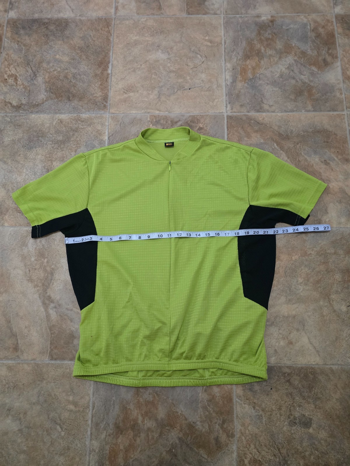 REI Vintage Men’s Cycling Jersey XL Green Black Jersey 3/4 Zip 3 Biking Pockets