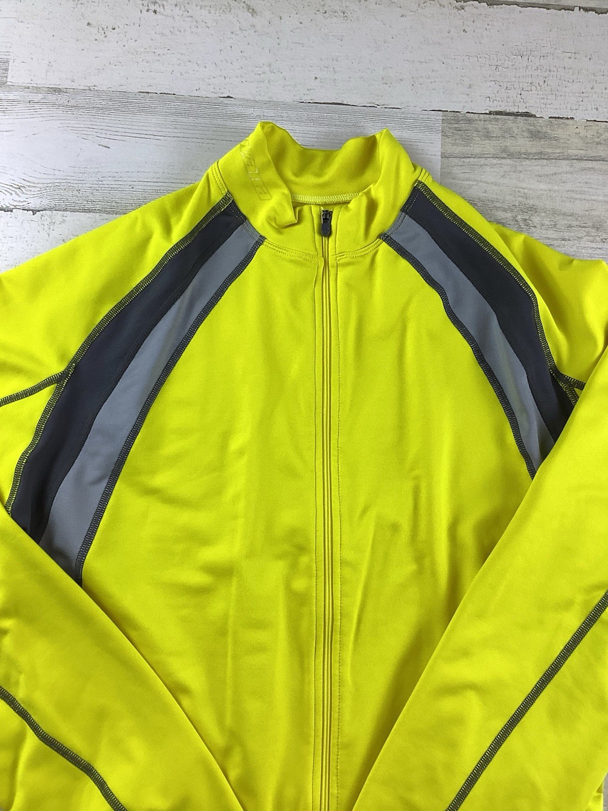 Novara Cycling Rider LS Full Zip Sz M Yellow Black Colorblock Waist Pockets