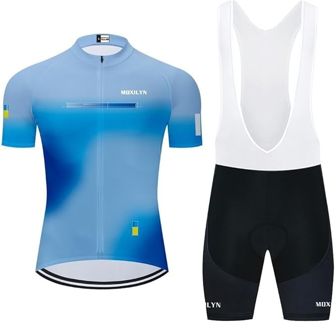 Mens Bike Shirts and Cycling Bibs Short with 20D Gel Pad Biking Clothing Set-L