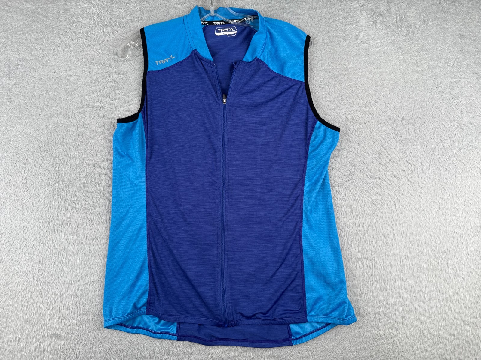 Trayl Cycling Jersey Women Extra Large Blue Tank Sleeveless Full Zip Polyester