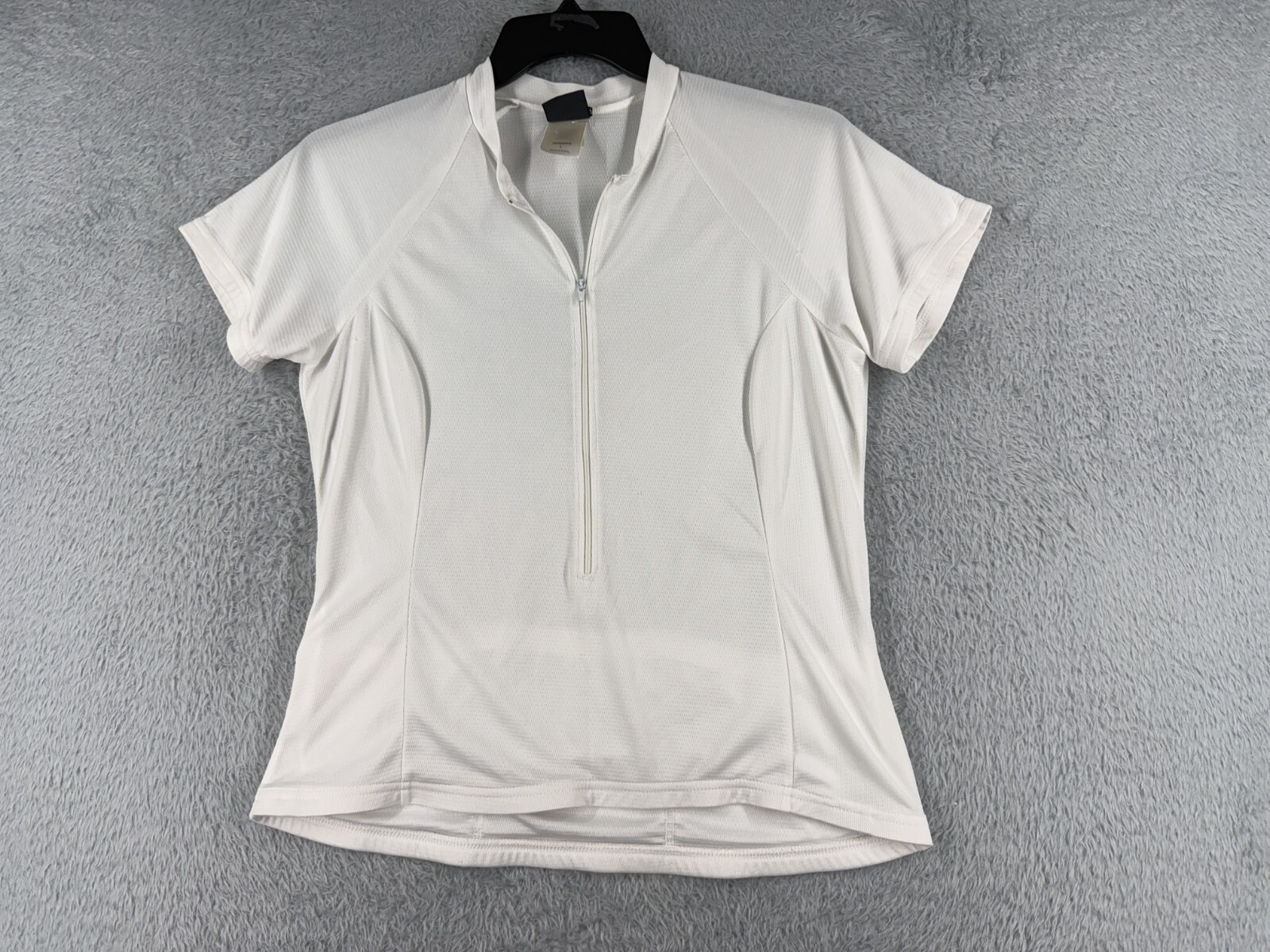 REI Cycling Jersey Womens Large White 1/2 Zip Pockets 100% Polyester US Made