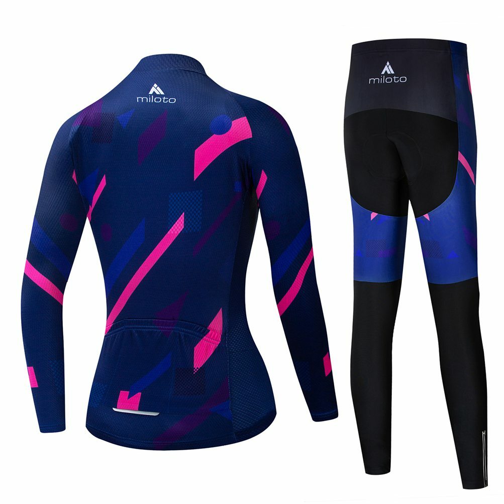 Miloto Women’s Cycling Long Kit Long Sleeve Jersey and (Bib) Pants Tight Padded