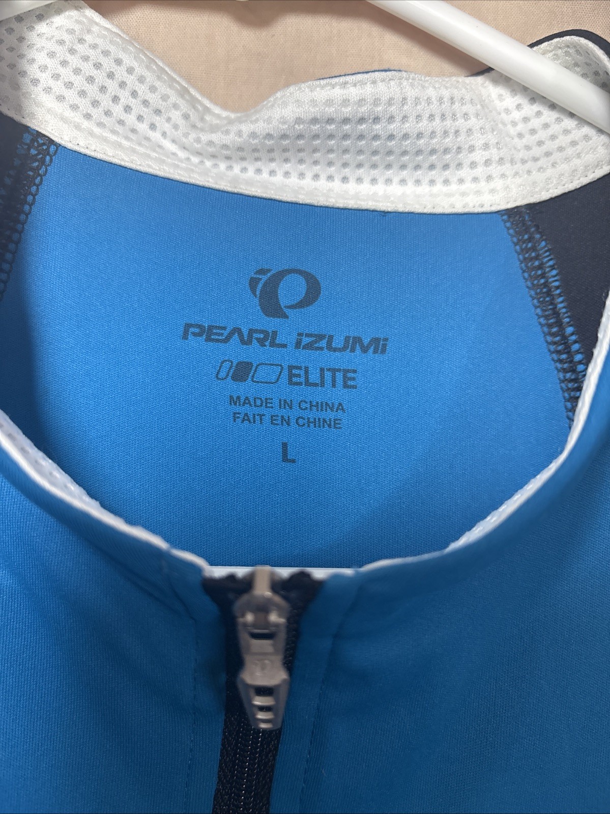 PEARL IZUMI Elite Series Cycling Jersey Mens Large Blue White Bicycle