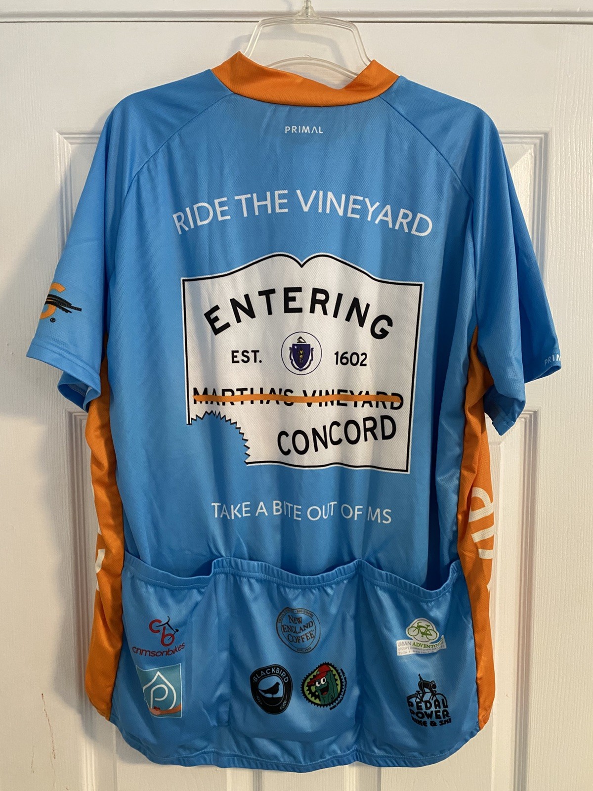 Primal Cycling Men’s Race Jersey White Happy Trails ride the vineyard size XXXL