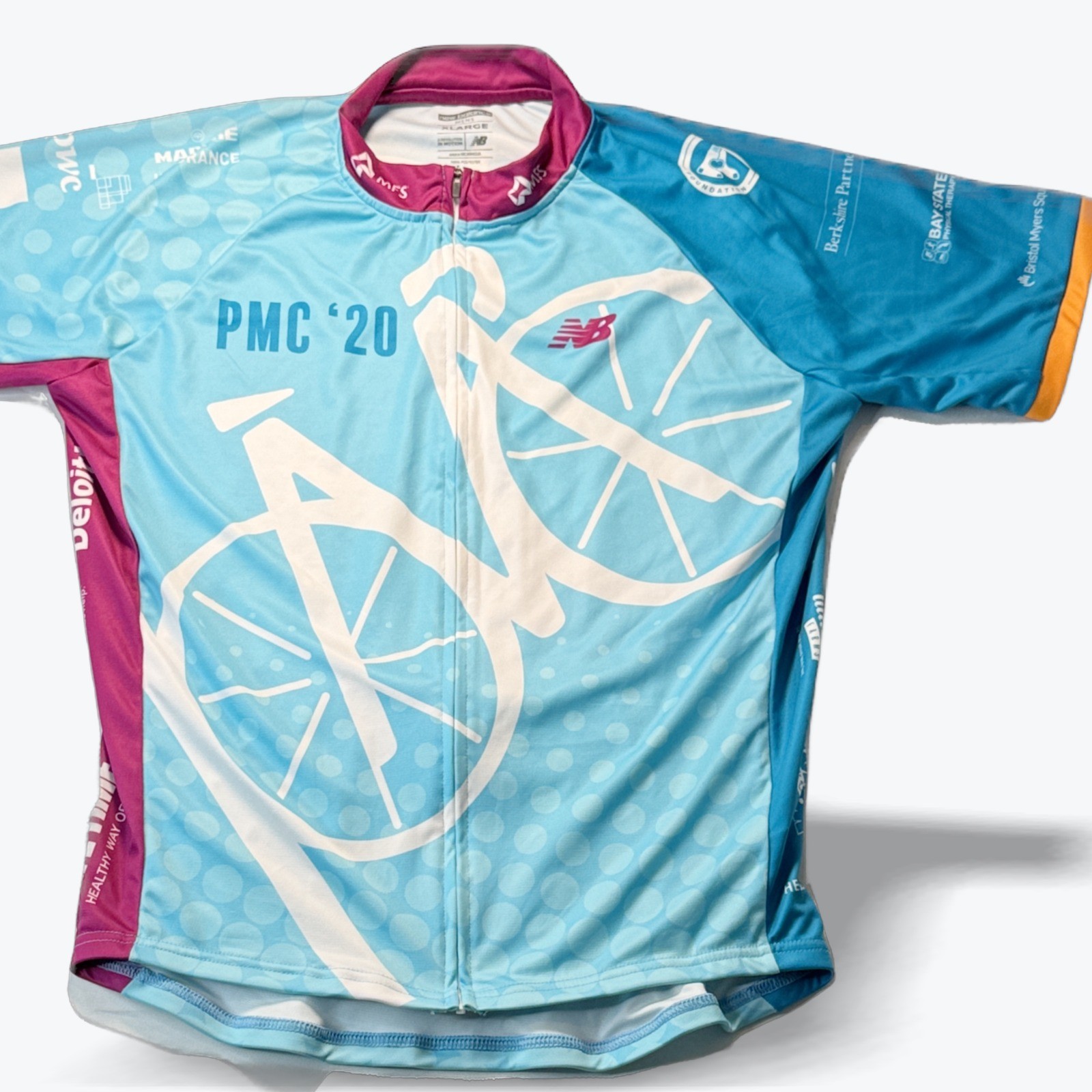 New Balance Cycling Jersey 2020 Pan-Mass Challenge Blue Mens XL Full Zip