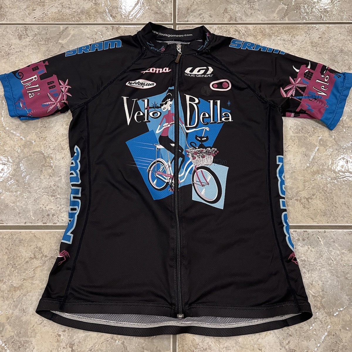 Louis Garneau Cycling Jersey Womens Large Short-Sleeve Bike Full Zip Pockets