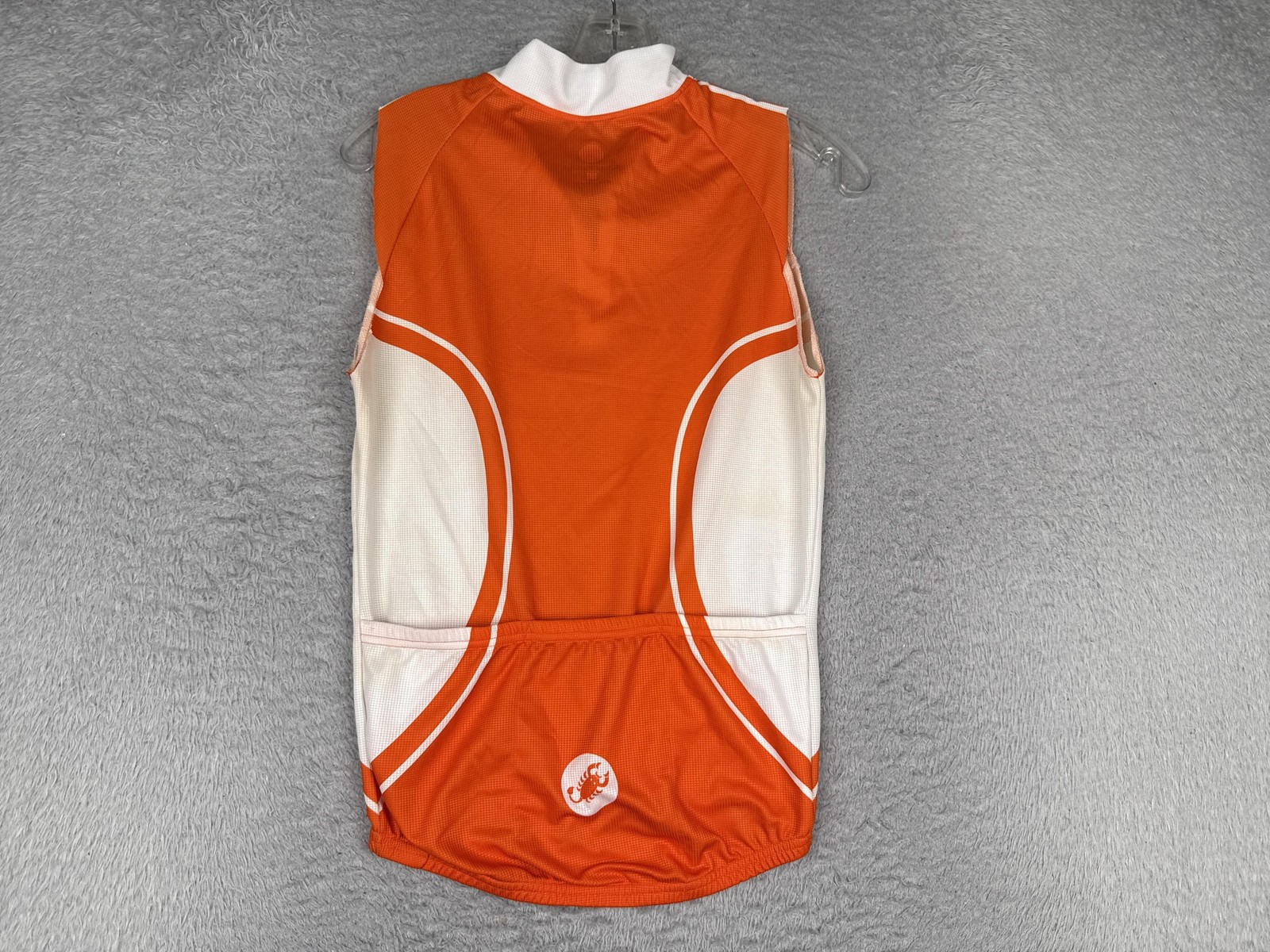 Castelli Cycling Jersey Tank Womens Small Orange White 1/4 Zip Pockets Bike