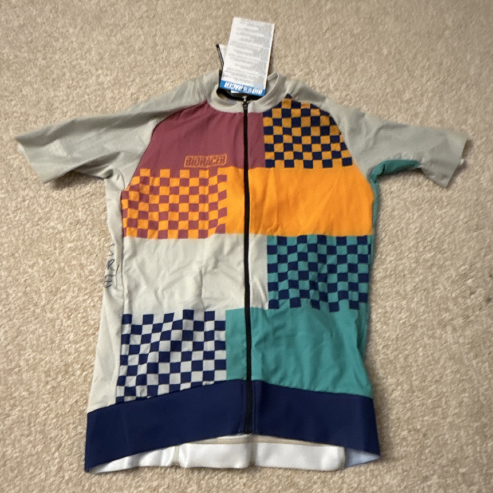 Bioracer Women’s Cycling Epic Jersey XL Multicolor Checkered Pattern Full Zip