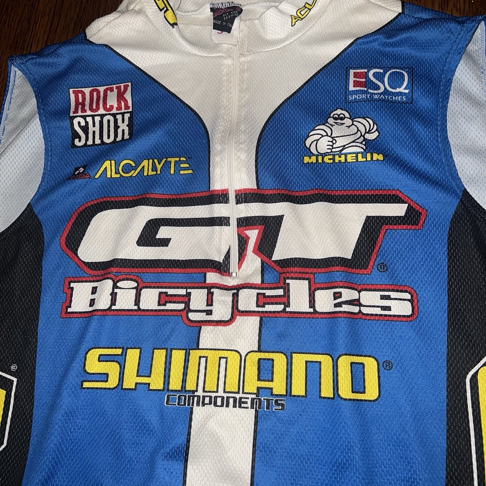 Vtg 90s Mens Giordana GT Bicycles Shimano Michelin Man Cycling Jersey Medium