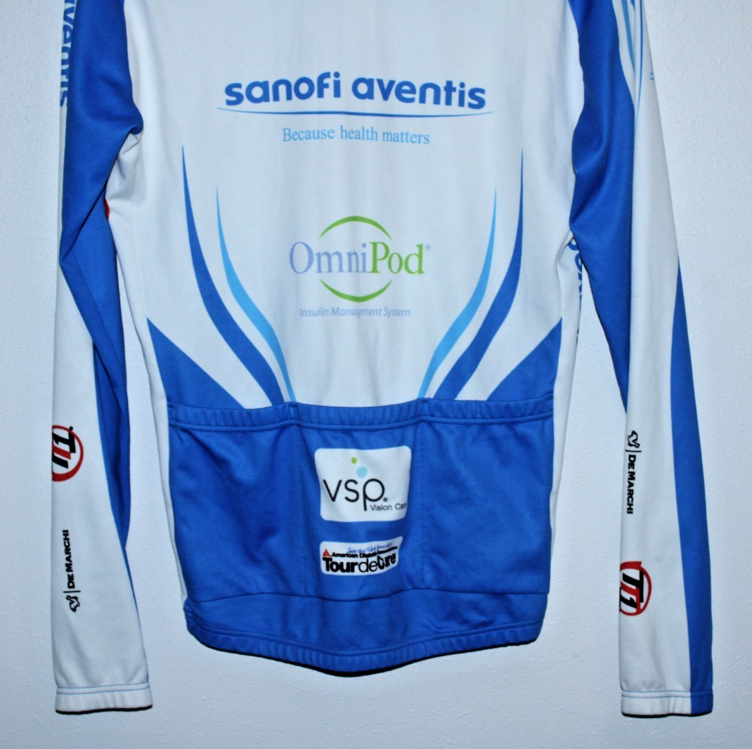 Team Type 1 Long Sleeve Cycling Jersey Medium Rear Pockets 42″ Chest 23/27″ T2B~