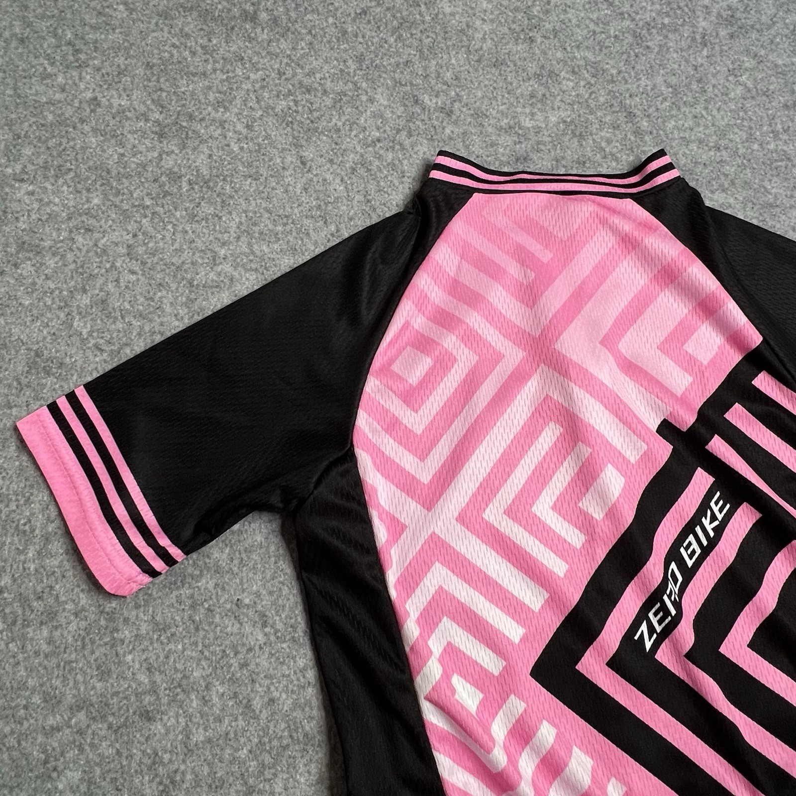 Zero Bike Womens Full Zip Cycling Jersey Pink Gray Black Size S