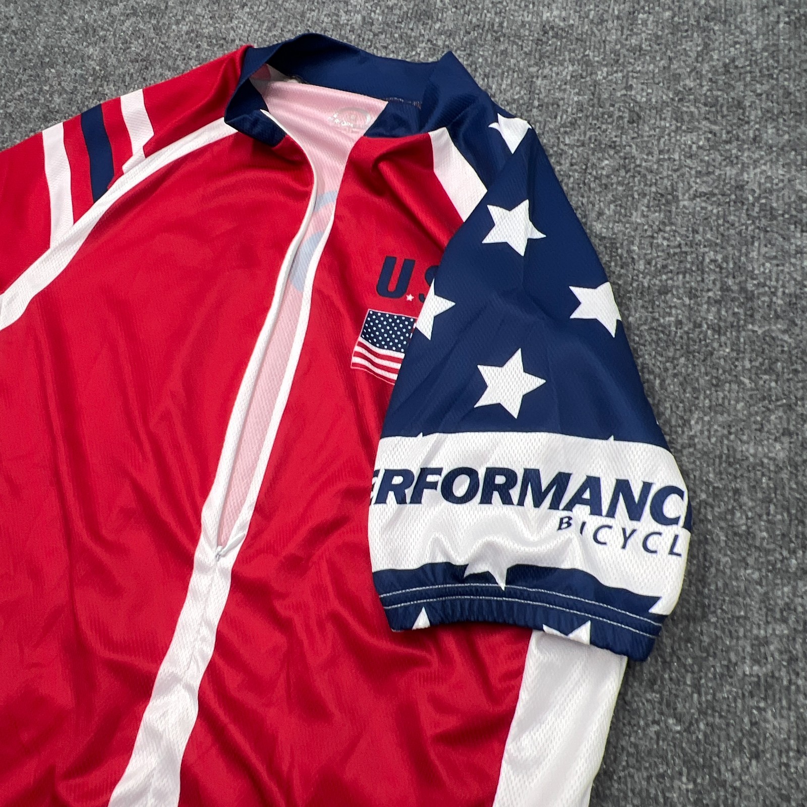 PERFORMANCE BIKE Cycling Jersey Shirt Mens M USA Team American Flag Patriotic