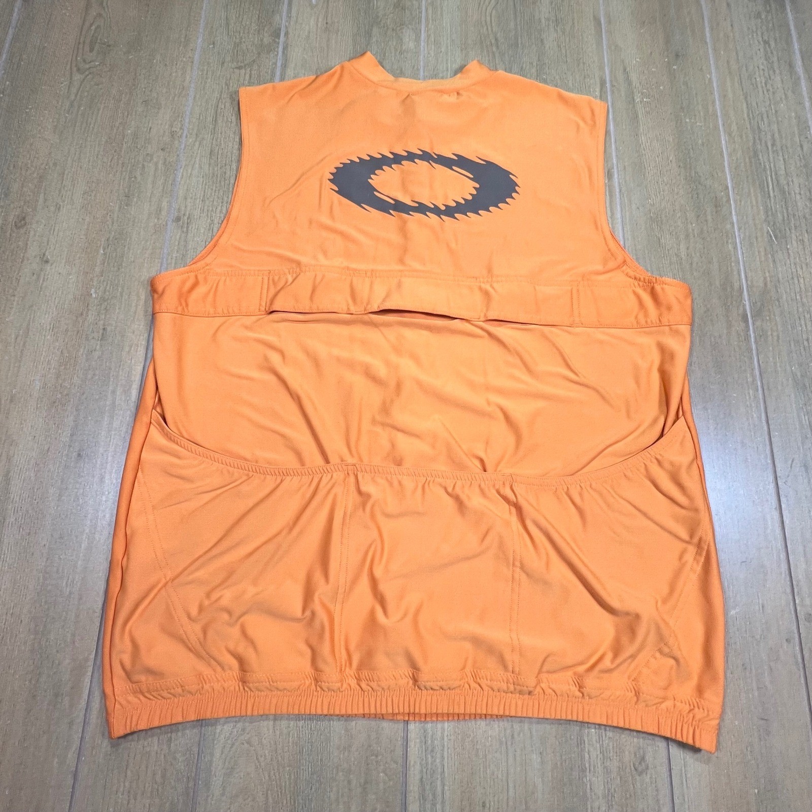 Oakley Software Mens XL Cycling Vest Orange Quarter Zip Sleeveless vintage