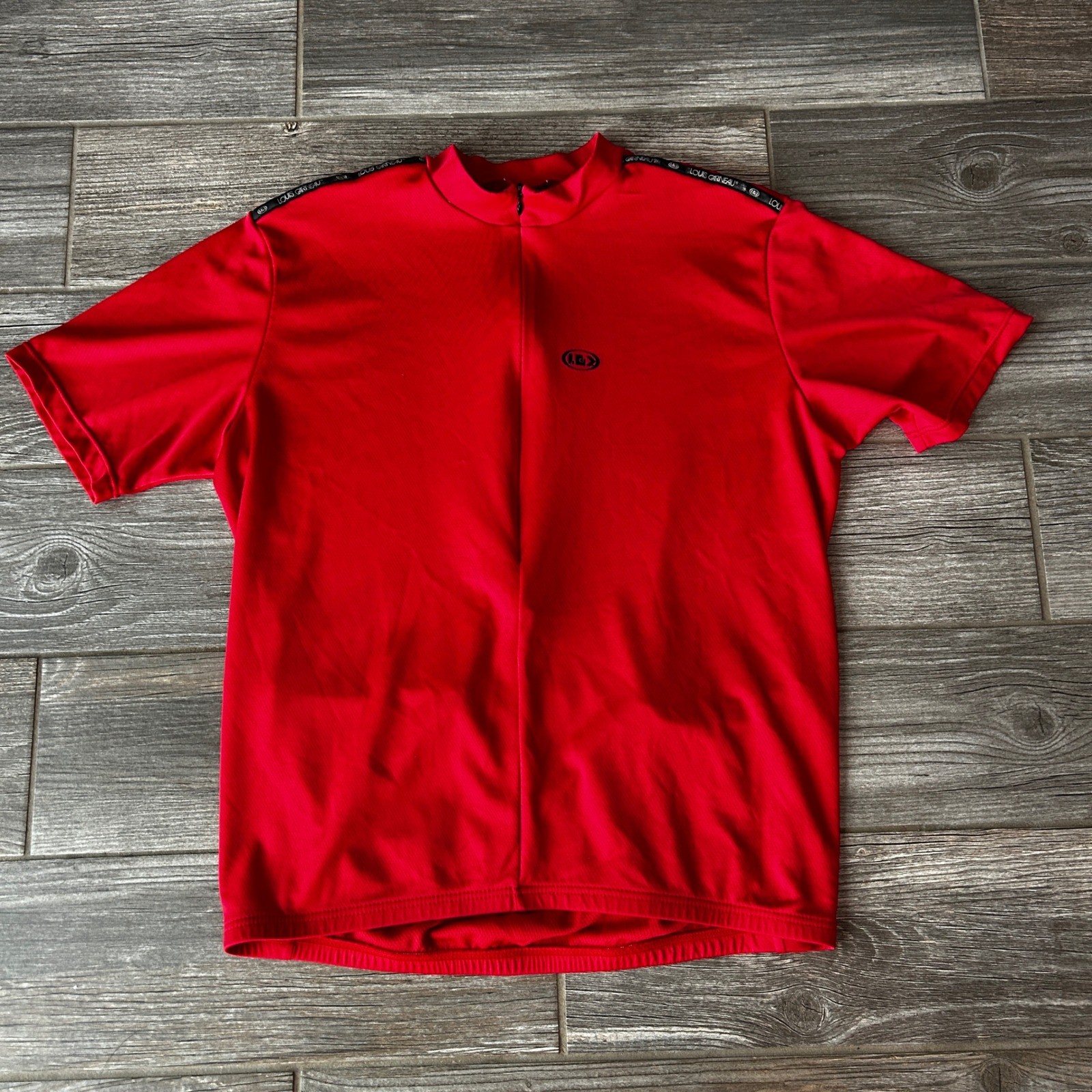 Louis Garneau Mens Red Short Sleeve Cycling PerformancecJersey Bike Shirt Medium