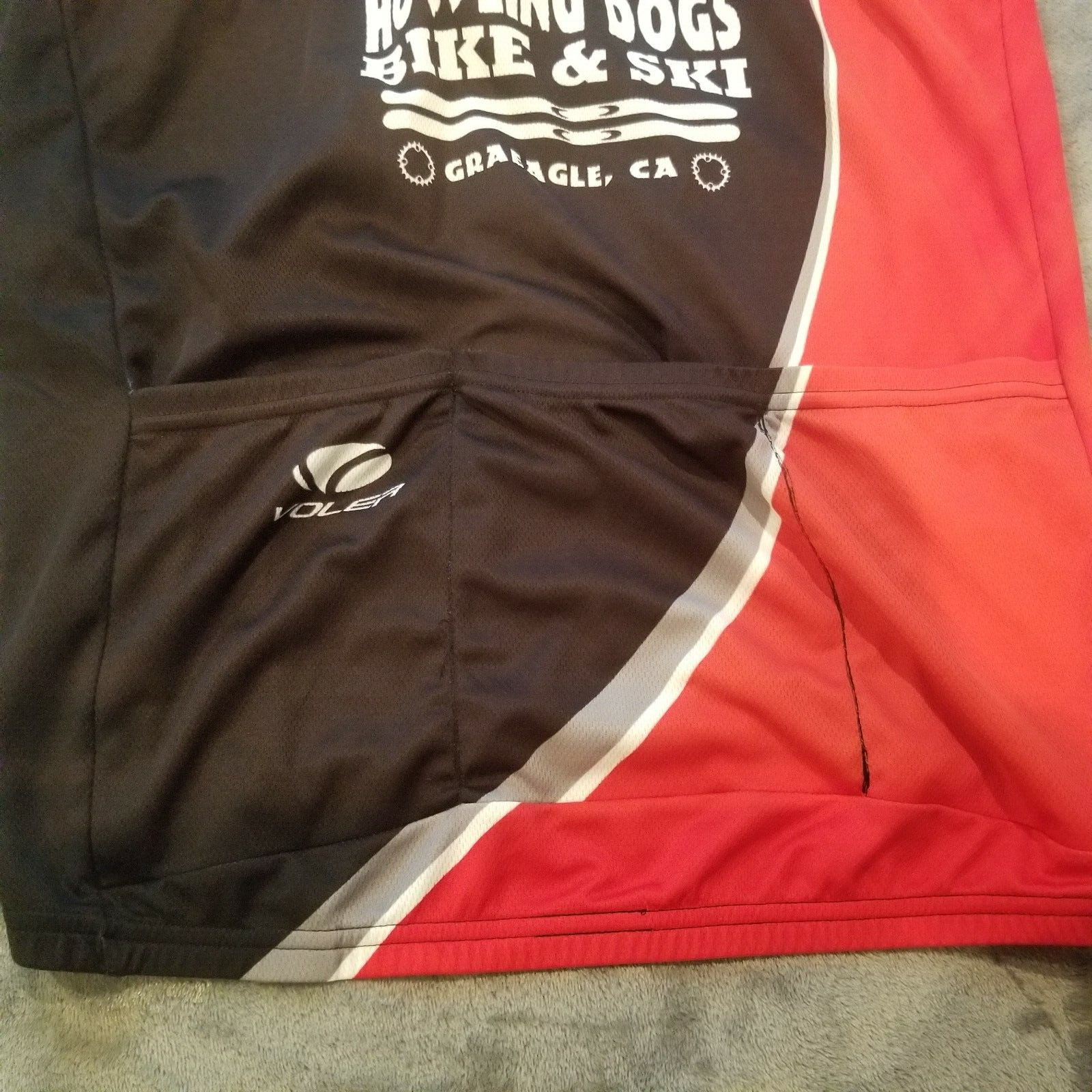 Voler Men Howling Dogs 3/4 Zip Cycling Jersey Short Sleeve Shirt Large Red Black
