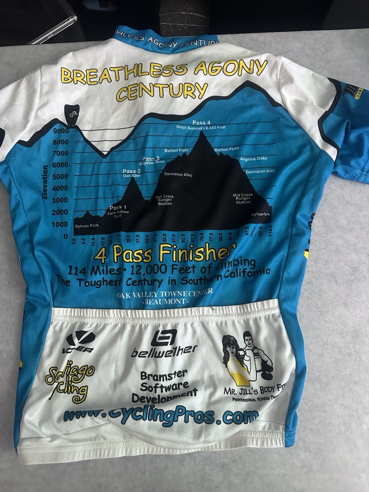 Voler Cycling Jersey Short Sleeve Full Zip Race Fit Pockets S Blue/White