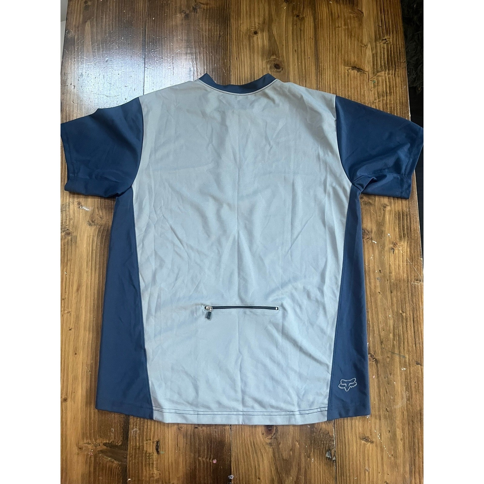 Fox Racing Mens Cycling Jersey Blue Grey Quarter Zip Back Pocket Size Large