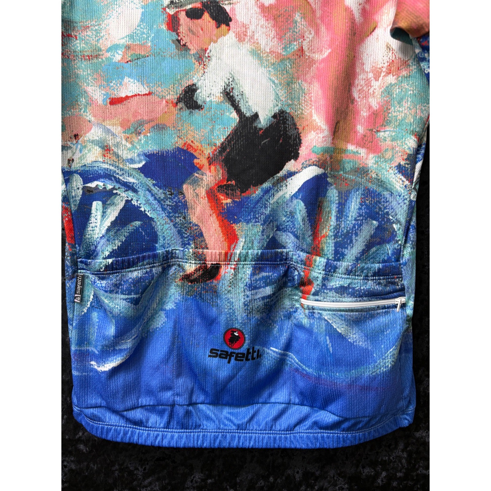 Safetti Cycling Jersey Womens XL Bev Neal Wearable Art Short Sleeve Full Zip
