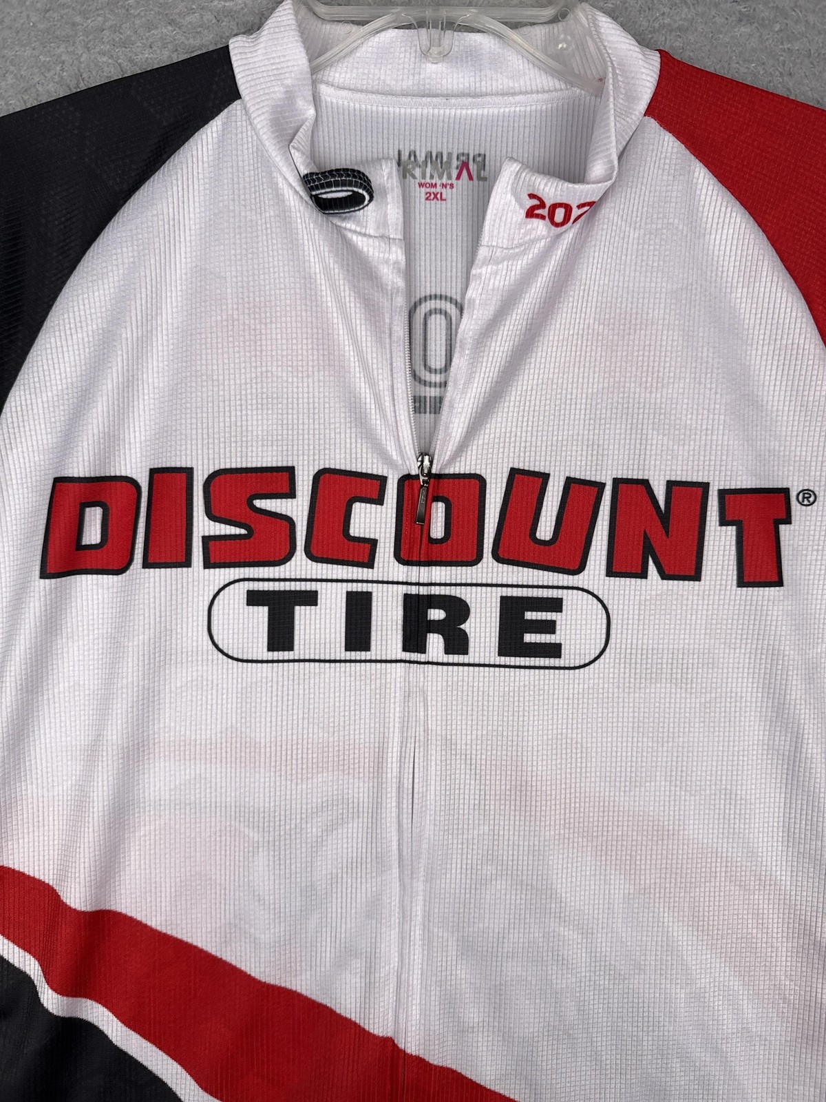 Primal Cycling Jersey Womens 2XL Red Black Discount Tire Michelin Man 1/4 Zip