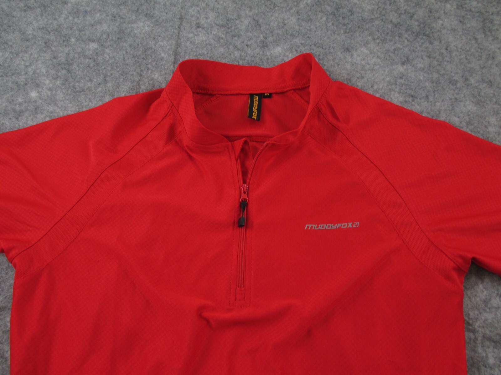 Muddy Fox Cycle Top Jersey Medium Short Sleeve Collared Quarter Zip Red Bike