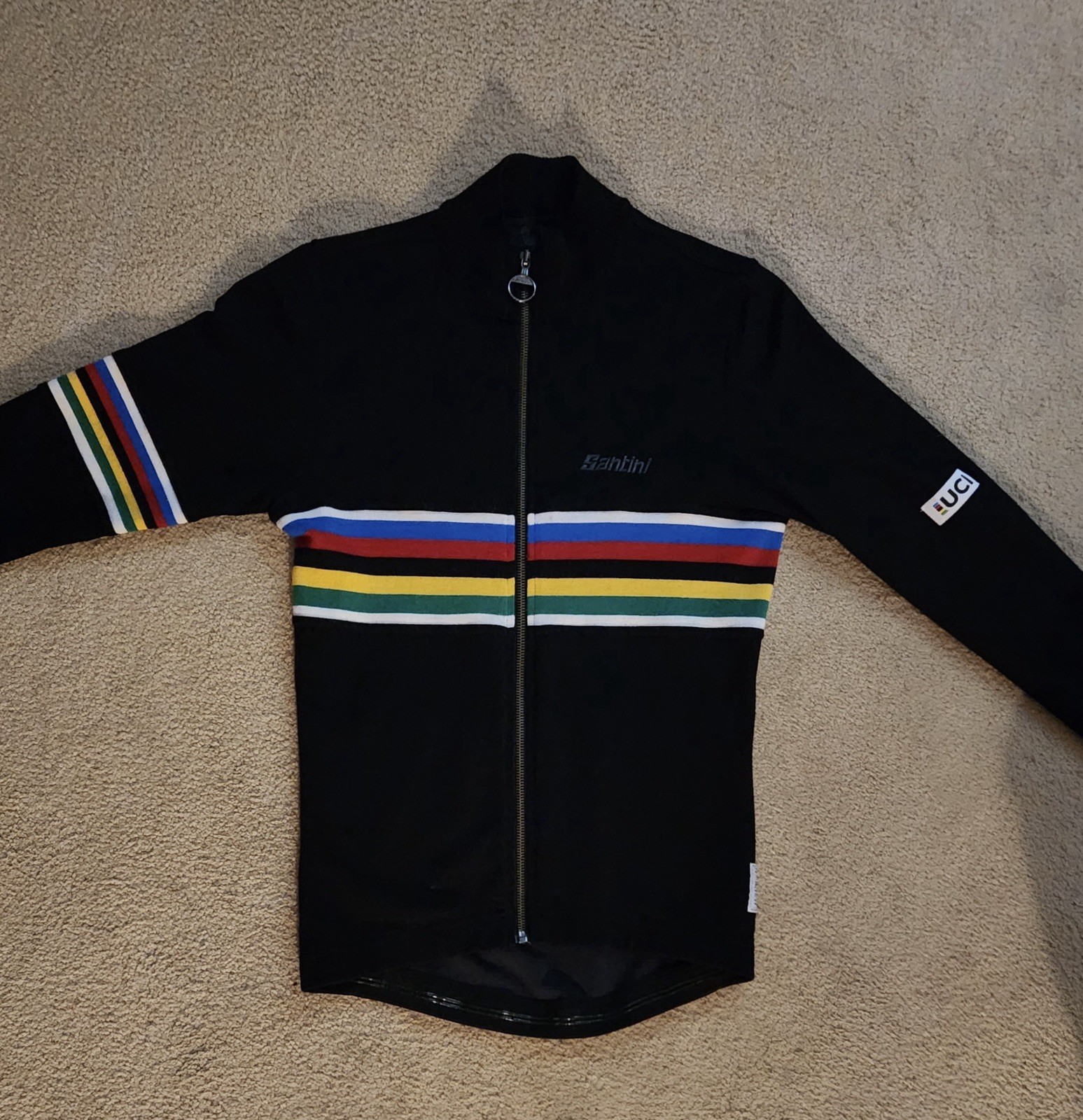 Santini 100% Superfine Merino Wool UCI Long Sleeve Çycling Jersey Men’s Medium