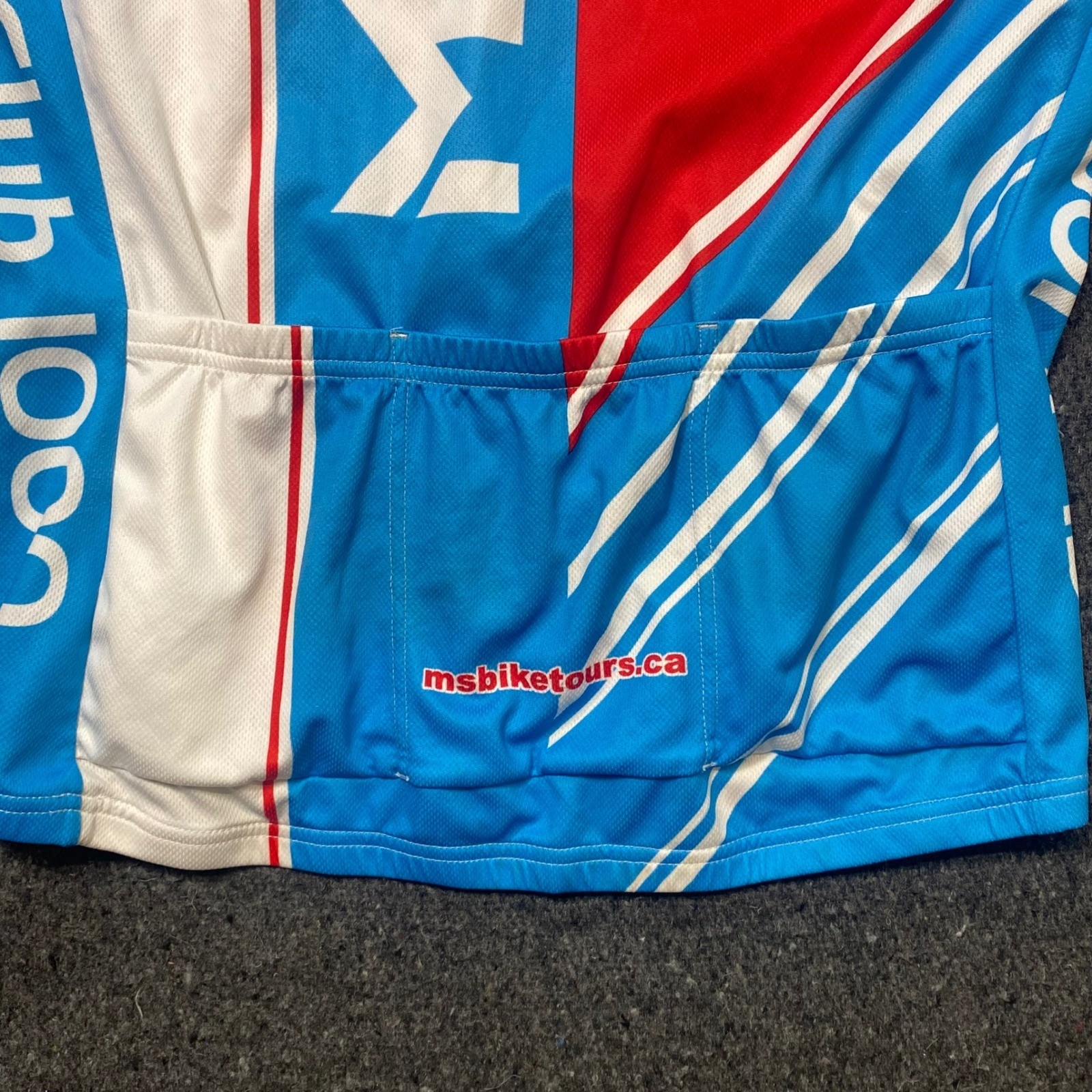 Louis Garneau Cycling Jersey M Mens Blue Red MS Bike Tour Short Sleeve Zip