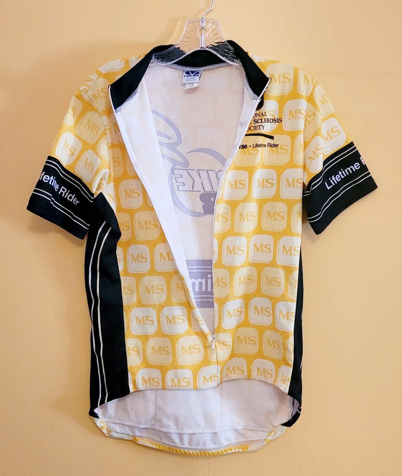 MS 150 Lifetime Rider Voler Cycling Jersey Large 3/4 Zip Yellow Free Shipping