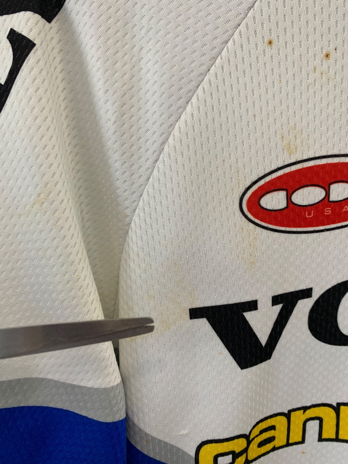 Vintage 90s Volvo Cannondale Cycling Jersey Mens L White Blue MTB USA Made #2