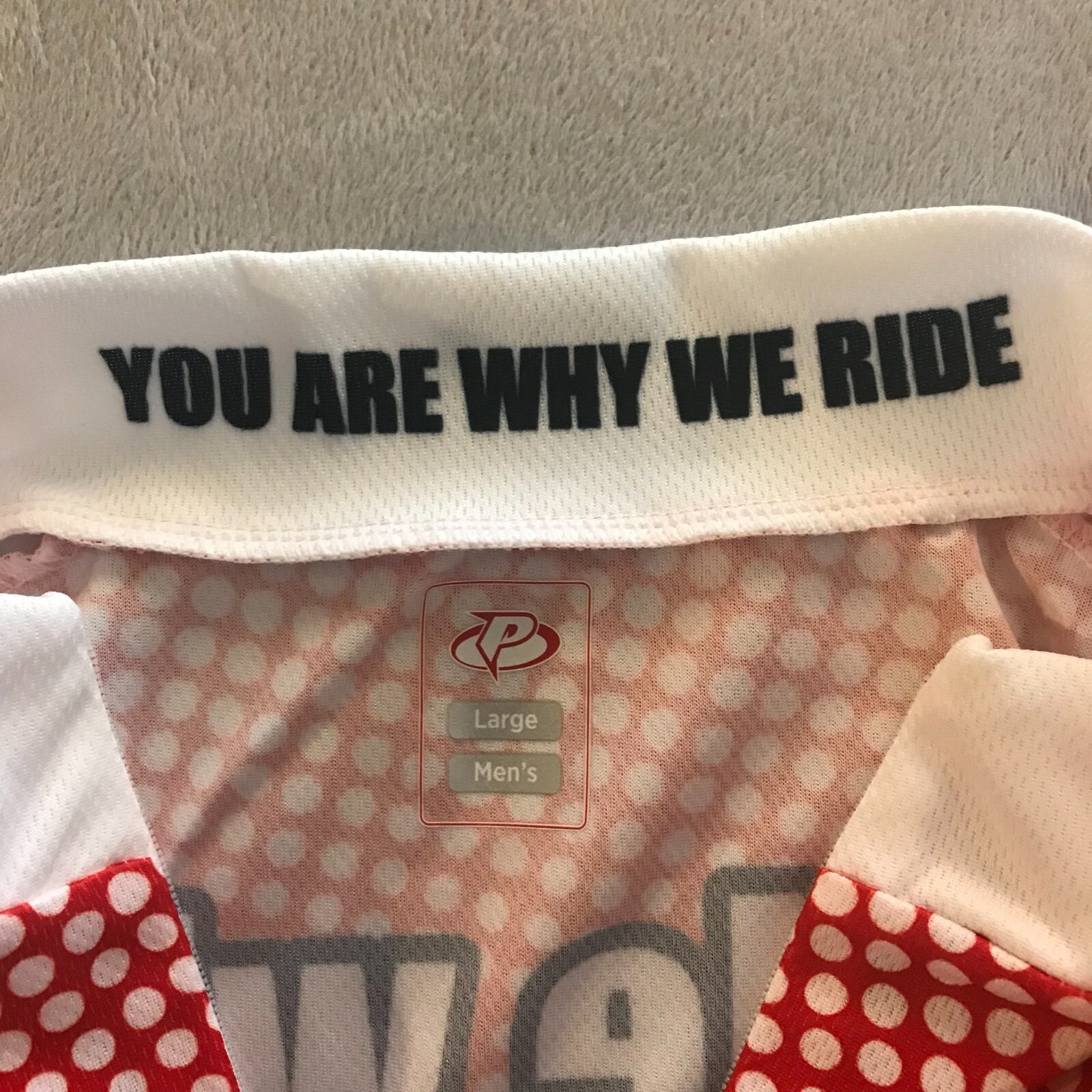 American Diabetes Cycling Jersey Mens Large Short Sleeve Red White Back Pockets