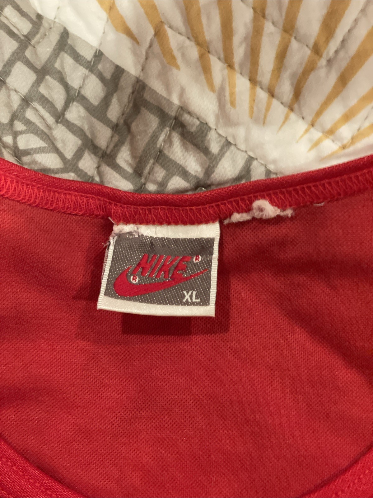 Vtg 80s 90s Nike Spell Out Logo Red Cycling Jersey X-Large USA Gray tag