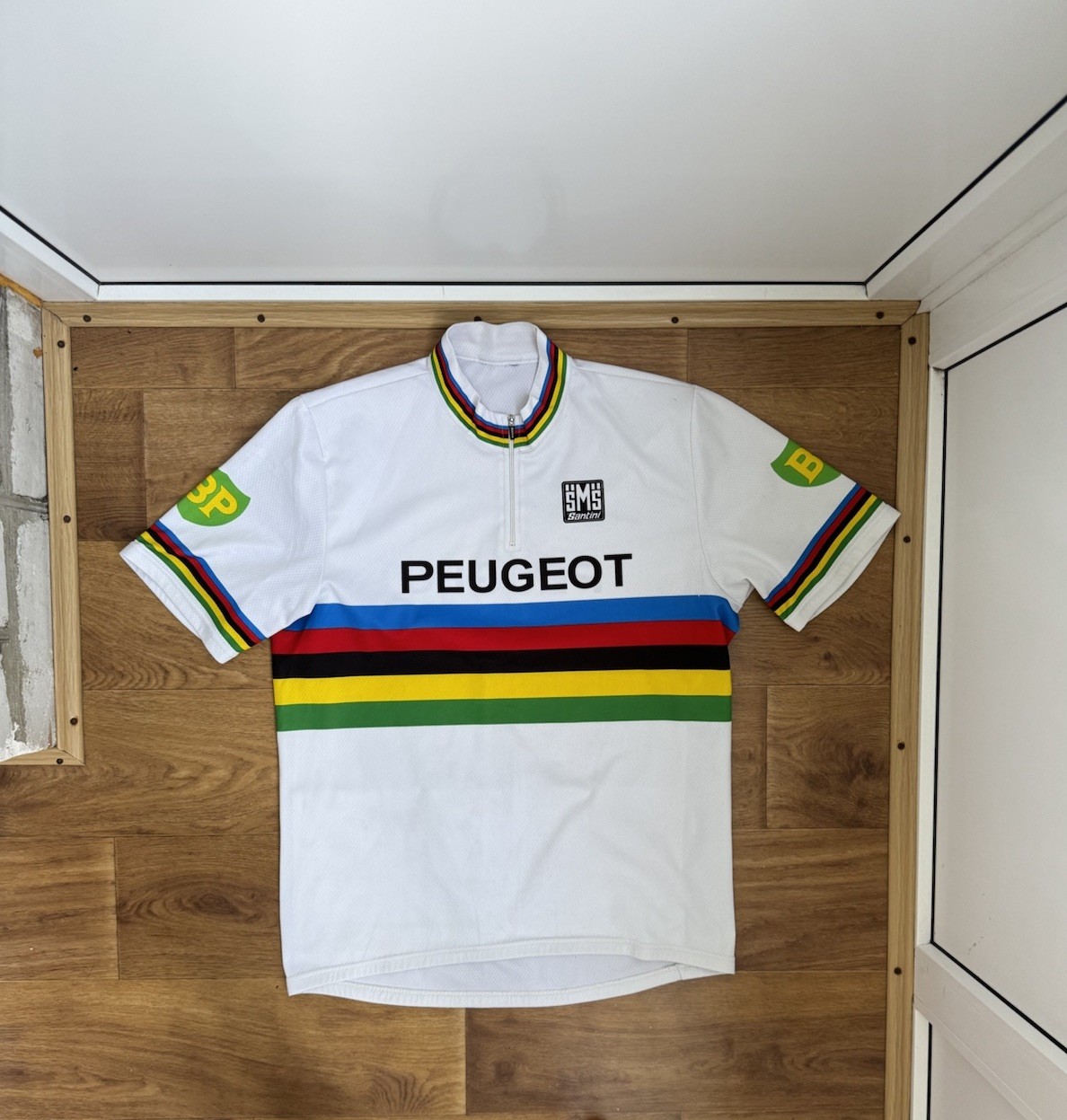 Peugeot Michelin Mens Multicolor Full Zip Short Sleeve Cycling Jersey Size XL