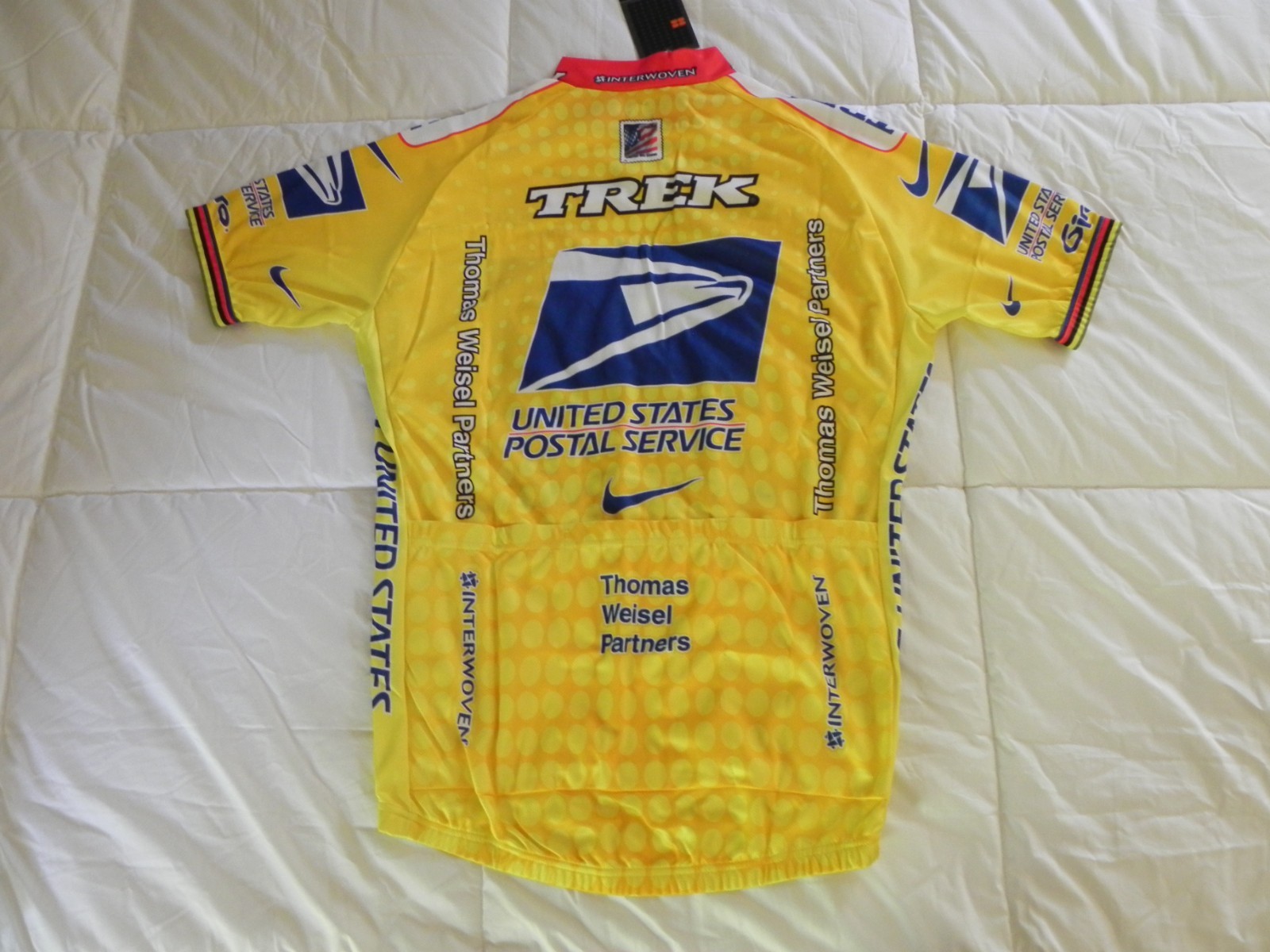 USPS Commemorative cycling jersey,SS Nike dri-fit Yellow Size Small