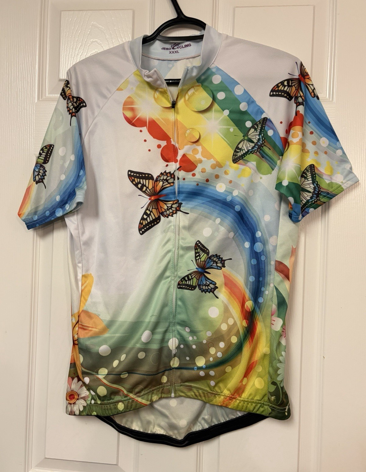 Jeso Cycling Jersey XXXL Multicolor Butterfly Graphic Half Zip Short Sleeve