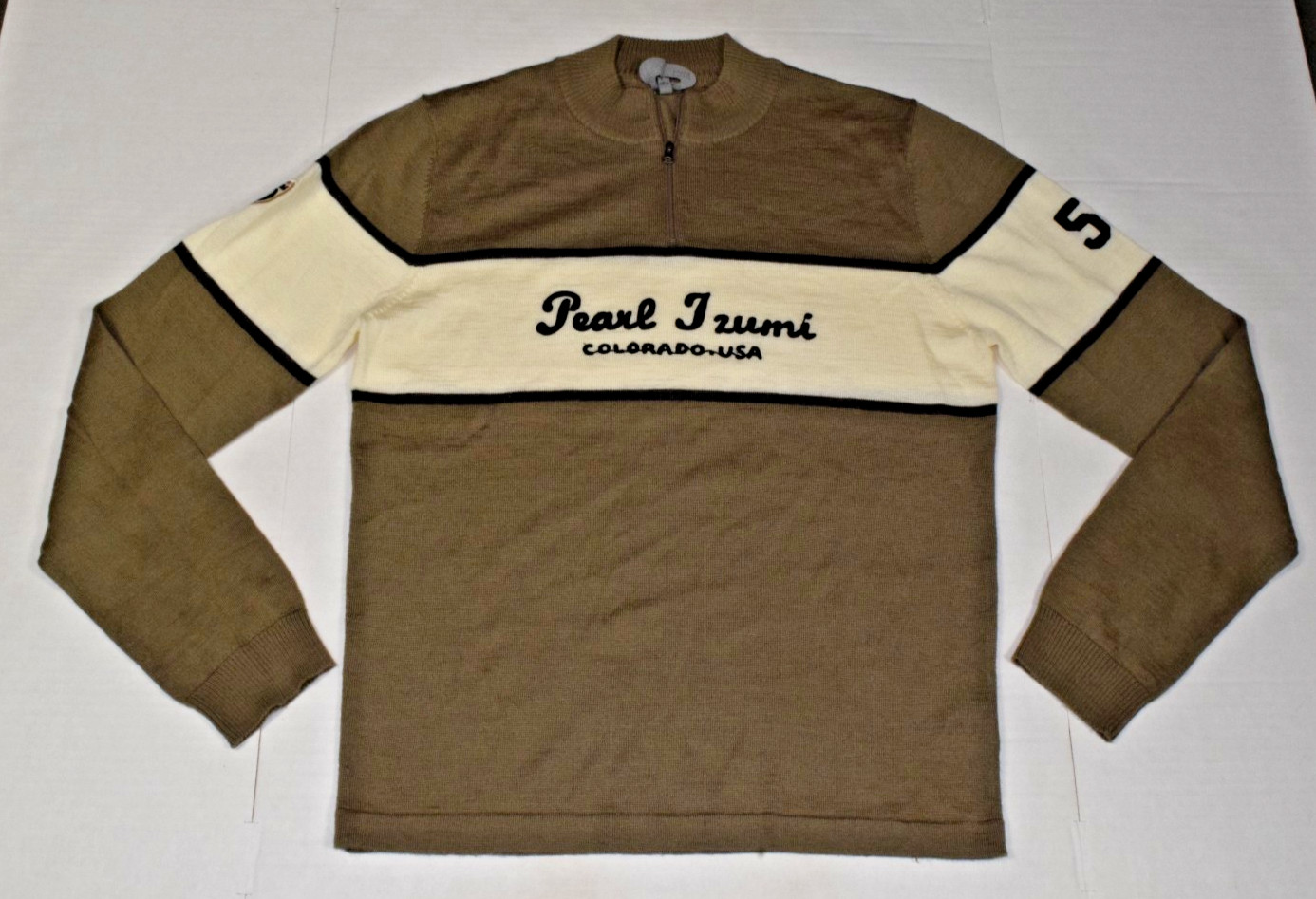 Mens Pearl Izumi PRO Woolie 1/4 Zip Cycle Jersey Size L Walnut Brown Retro NWOT