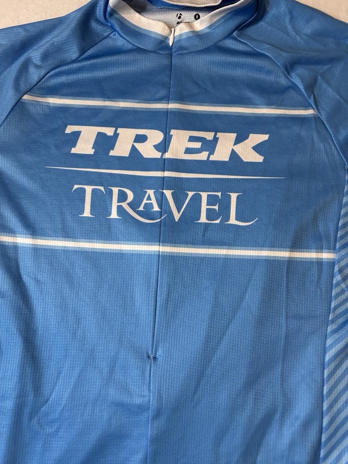 Bontrager Trek Travel Womens L Blue 3/4 Zip Cycling Bike Jersey Pockets