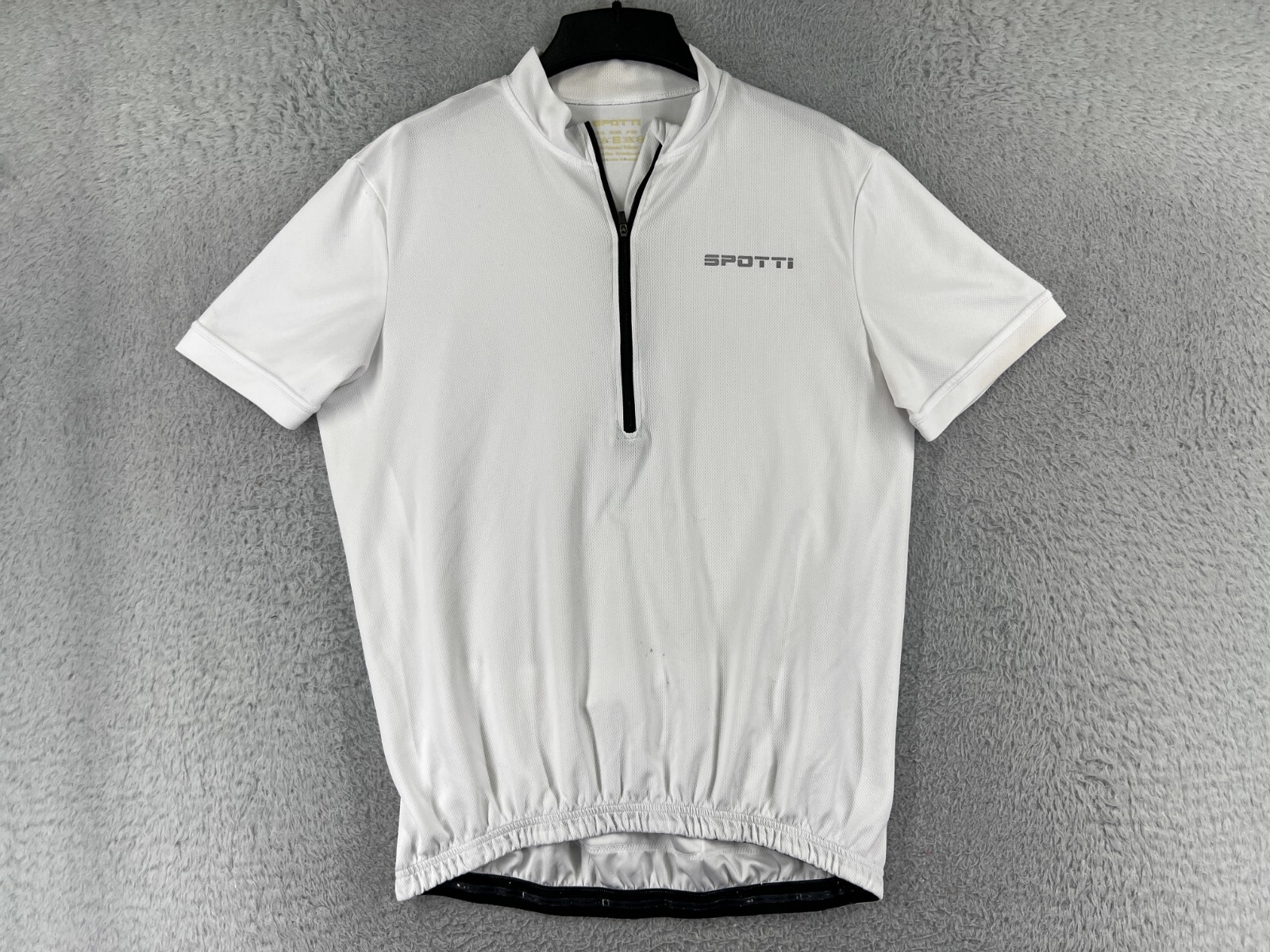Spotti Shirt Mens Extra Large White 1/2 Zip Short Sleeve Polyester Pockets