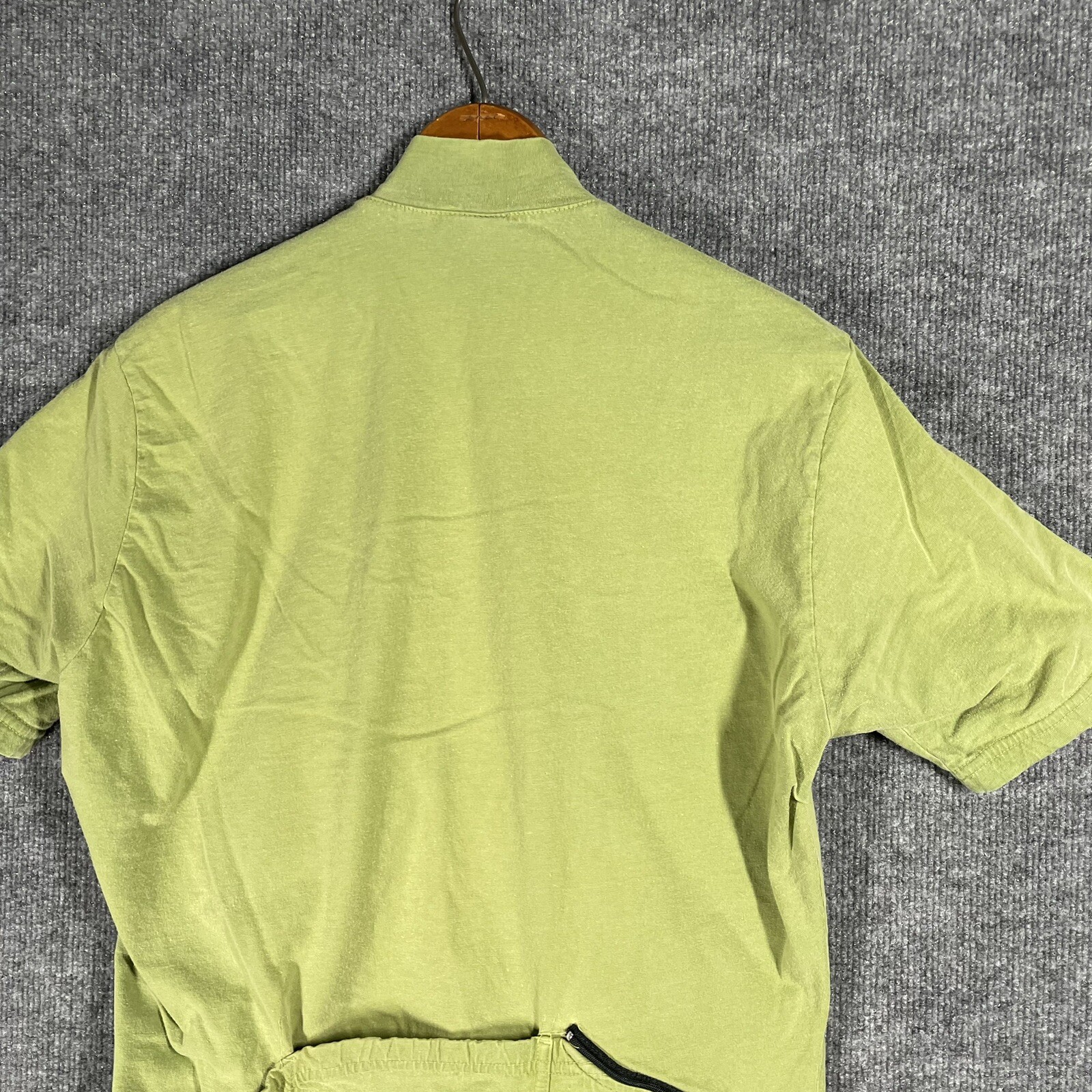 VINTAGE 90s LARGE HARDWARE Cycling Jersey Shirt Size Medium Cotton USA Green Zip