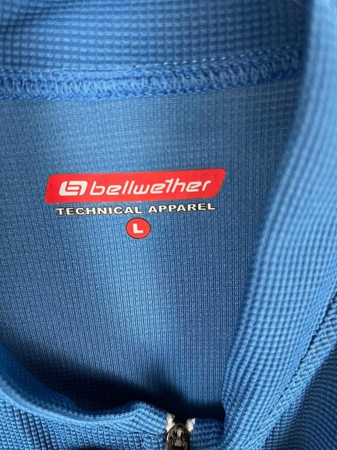 Bellwether Technical Apparel Cadence Unisex LRG Blue Full Zip Sleeveless Cycling