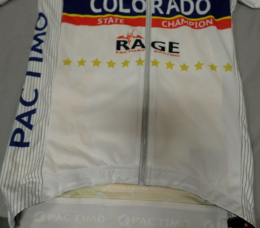 DESIGNER RAGE COLORADO STATE CHAMPION PACTIMO ZIP CYCLING WHITE SHIRT X-SMALL