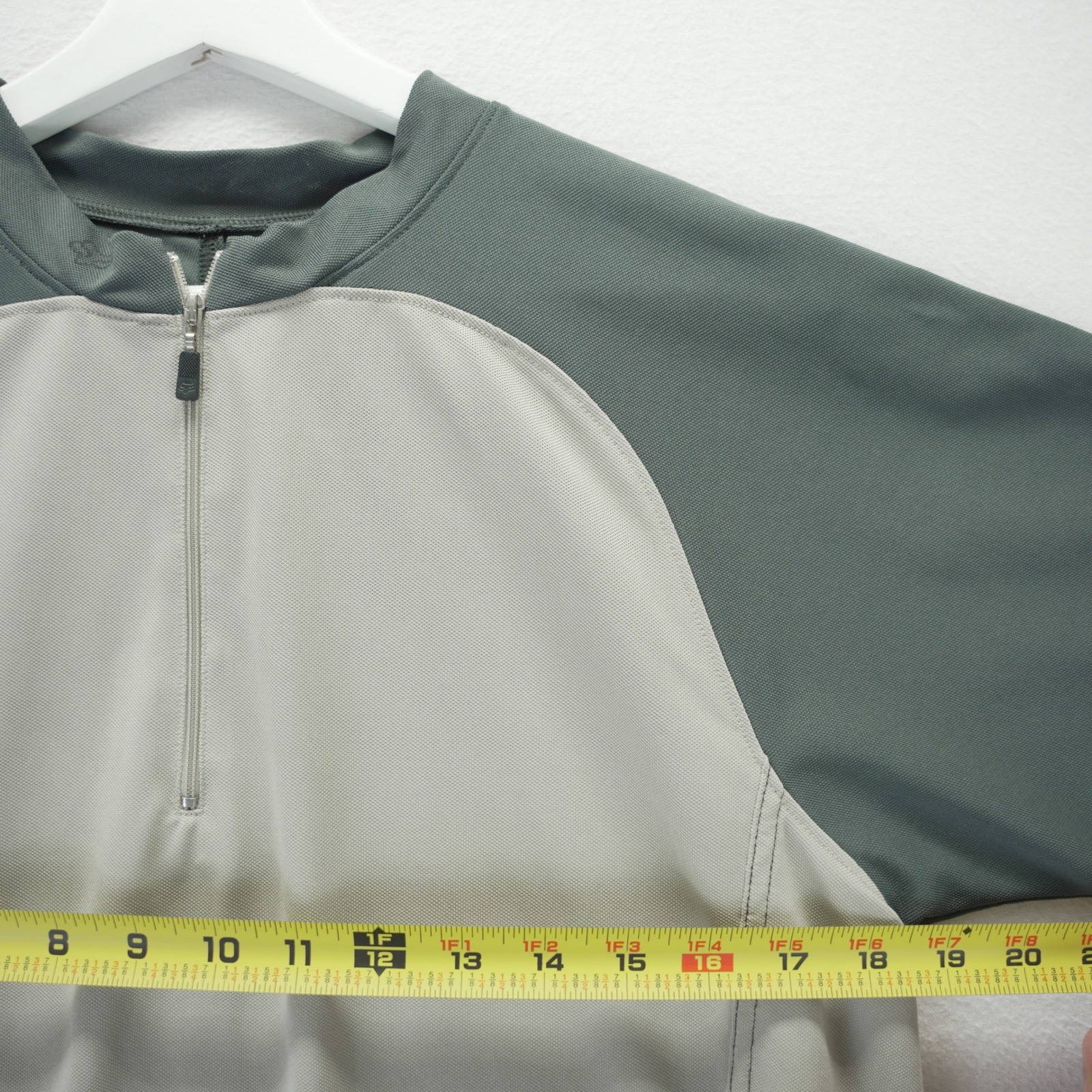 Fox Racing Mens Medium Grey Tan Beige Quarter Zip MTB Cycling Jersey Shirt