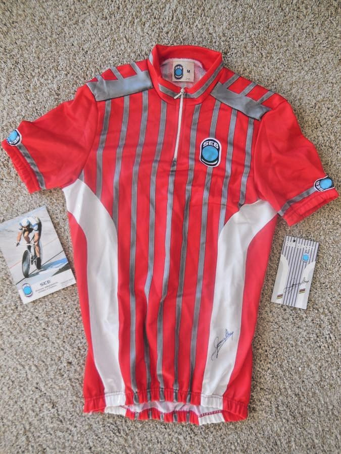 SEB Red Cycling Jersey NEW Medium 1980s Vintage Moser Signature Italy