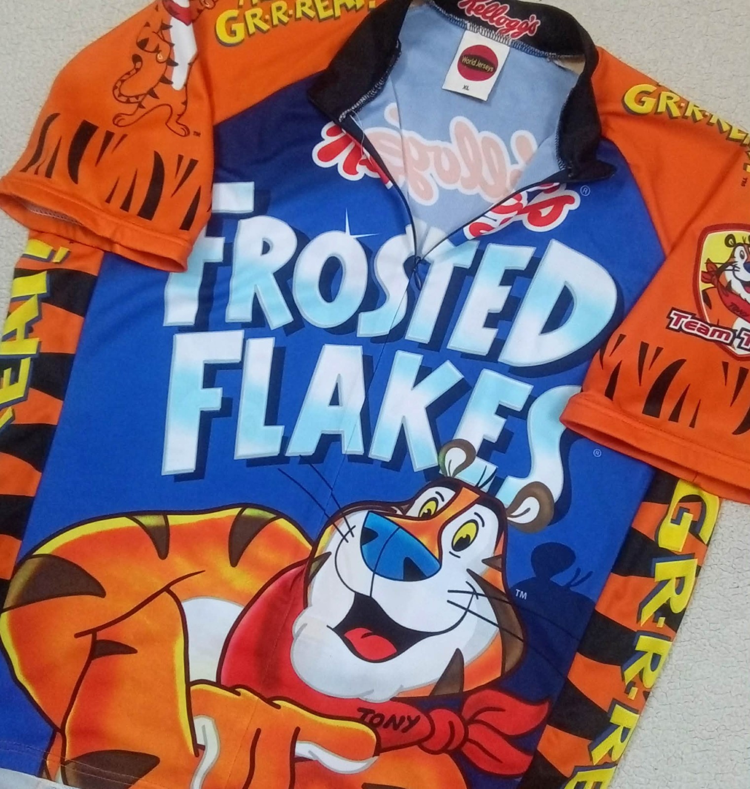 RARE VTG 2006 Kellogg’s Frosted Flakes Tony the Tiger Cycling Jersey — Size XL