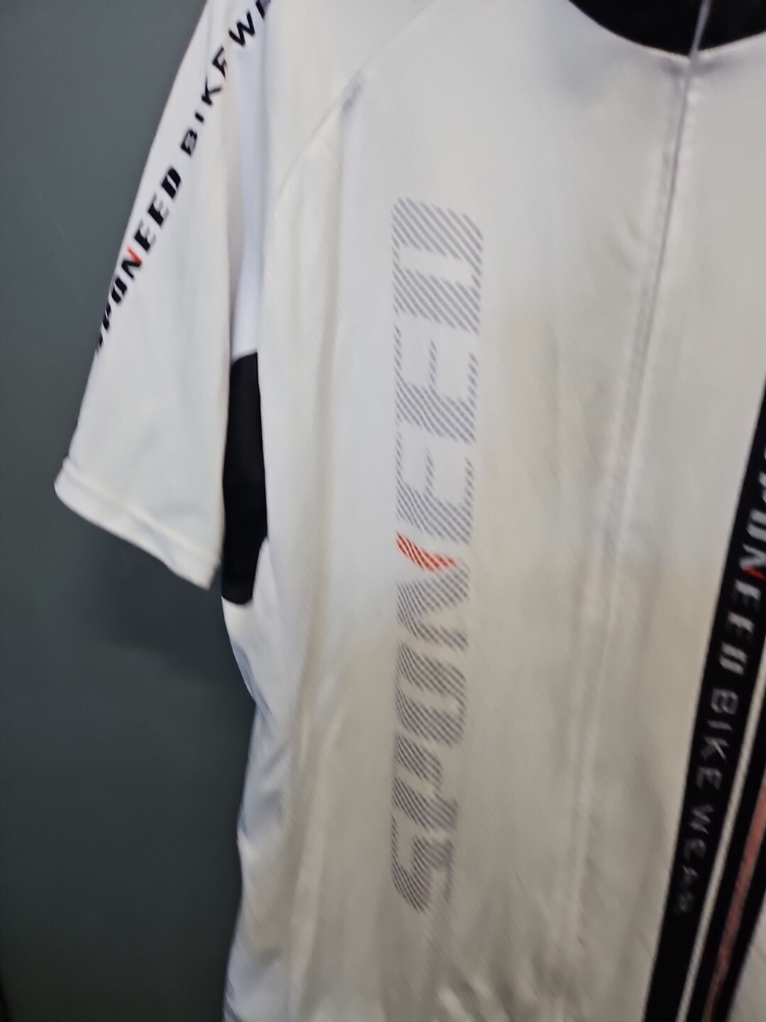 Mens Sponeed Bike Wear Full Zip Shirt White Black And Red Sz XXL