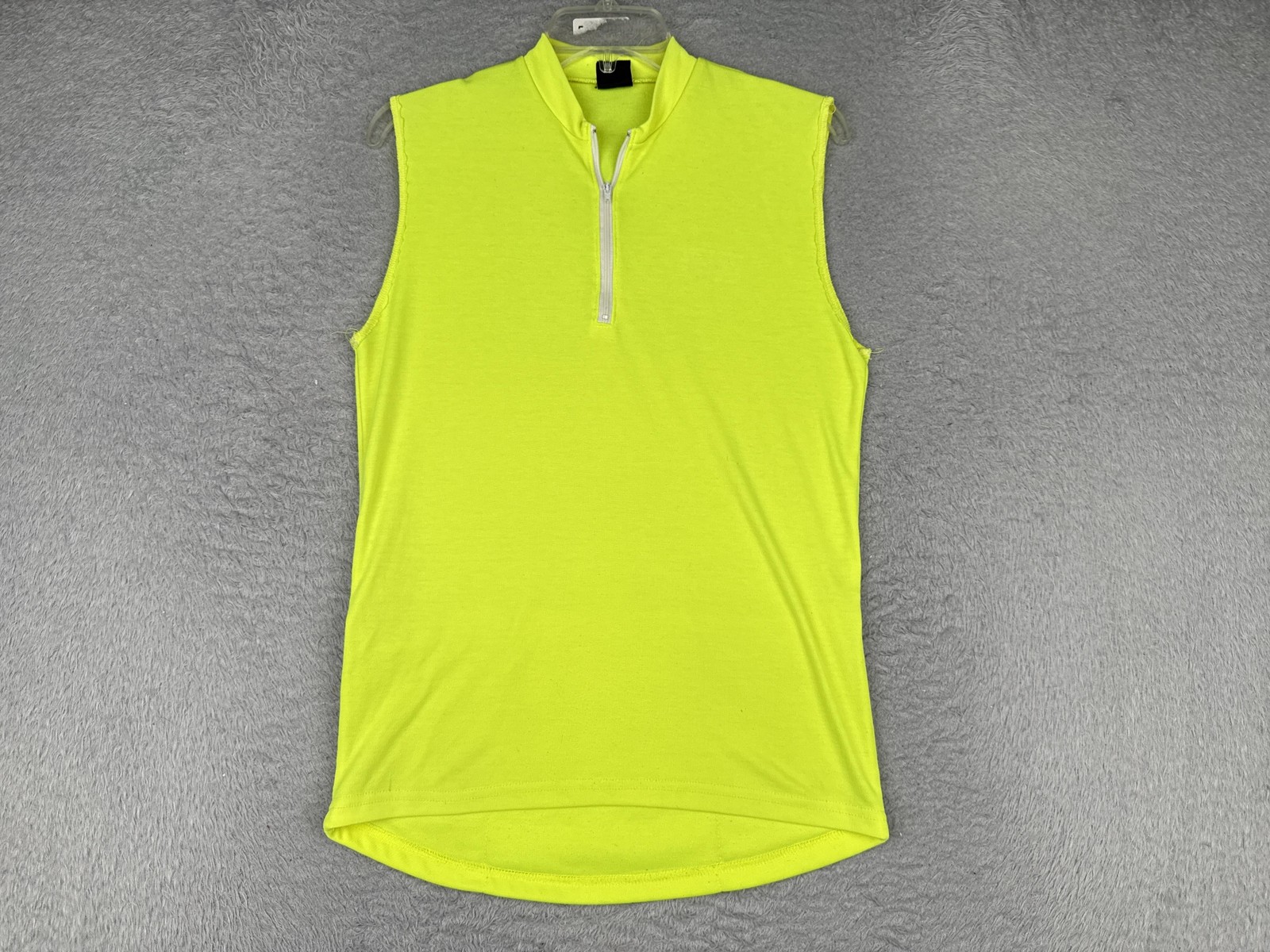 VINTAGE ST Cyclewear Cycling Jersey Tank Mens Small Yellow 1/4 Zip Pockets 90s